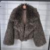 Womens Faux Fur Coat Loose Blazer Collar Tie-dye Plush Winter Warm Outerwear