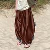 Men Casual Loose Elastic Waist Long Harem Pants Ruffled Trousers