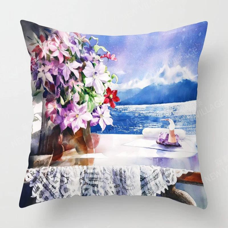 Dekoracja salonu w domu poszewki na poduszki Poszewka na poduszkę w stylu vintage malarstwa olejnego 45*45 poszewka 40x40cm 50x50 45x45