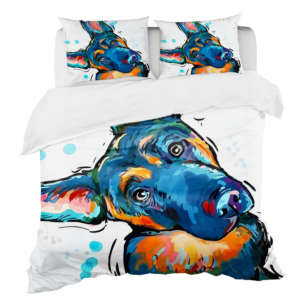 German Shepherd Duvet Cover Set Police Dog Comforter Cover Full King Size For Boys Animals Bedding Set Puppy Dog Bedspread Cover