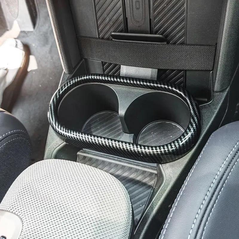 1PC For BMW For MINI Cooper F65 F66 F67 2024 2025 Carbon Fiber Car Central Console Water Cup Holder Frame Cover Auto Accessories