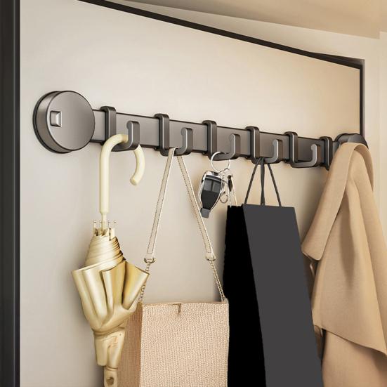 Heavy-Duty Suction Cup Wall Hook Rack with 5 Hooks No-Drill Adhesive Organizer for Bathroom Kitchen Entryway Rust-Proof Storage Hooks for Coats