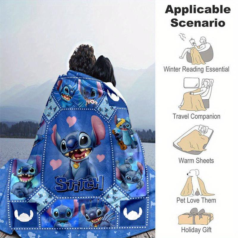 Deka Lilo & Stitch Ultra měkká, teplá, útulná přehoz do obývacího pokoje, na pohovku, cestovní doplněk pro všechna roční období Roztomilá kreslená postavička Domácí dekorace