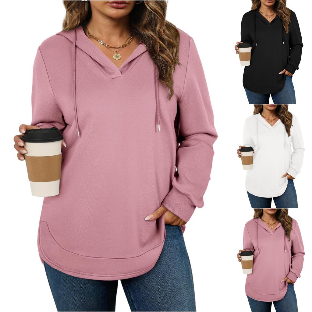 Hanorac de damă casual la modă, culoare uni, cu mânecă lungă