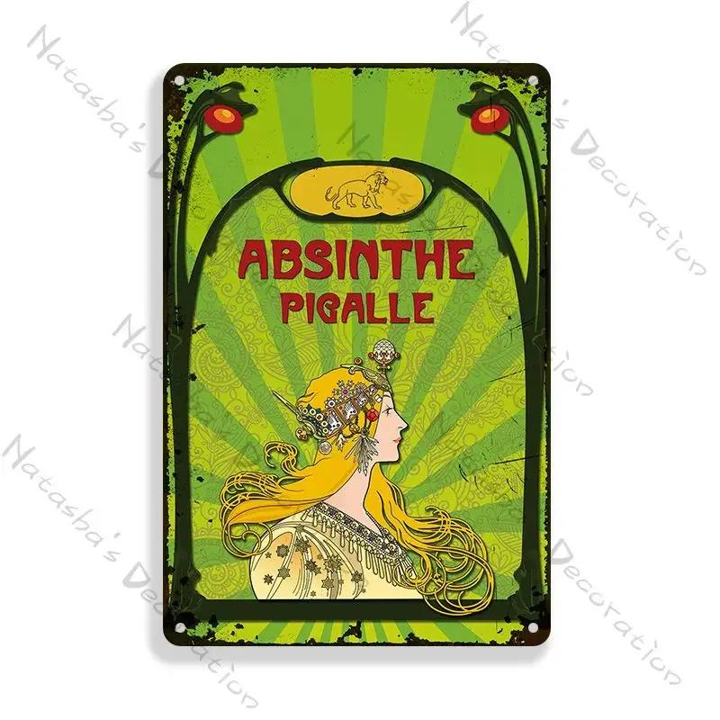 

Absinthe Metal Plate Vintage Metal Tin Sign Retro Metal Signs Wall Plate Home Man Cave Club Wall Decor Bar Tin Sign Plaque 20x30cm（7.8x11.8inch）