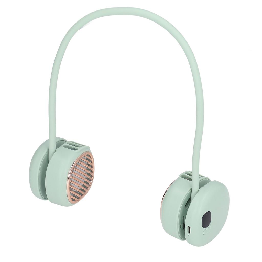 Neck Fan 5 Speed 720 Degree Adjustable USB Charging Retractable Hose Hands Free Portable Fan for Running Cycling Green