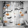 2PCS- Halloween night view pumpkin lantern pattern printed curtains   window decorations   home decorations   room decorations