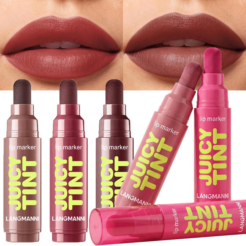 Lip Dye Marker Lipstick Pen High Pigment Lip Stain Long Lasting Smudge Proof Non Stick Cup Lip Tint Makeup Lips Contour Cosemtic