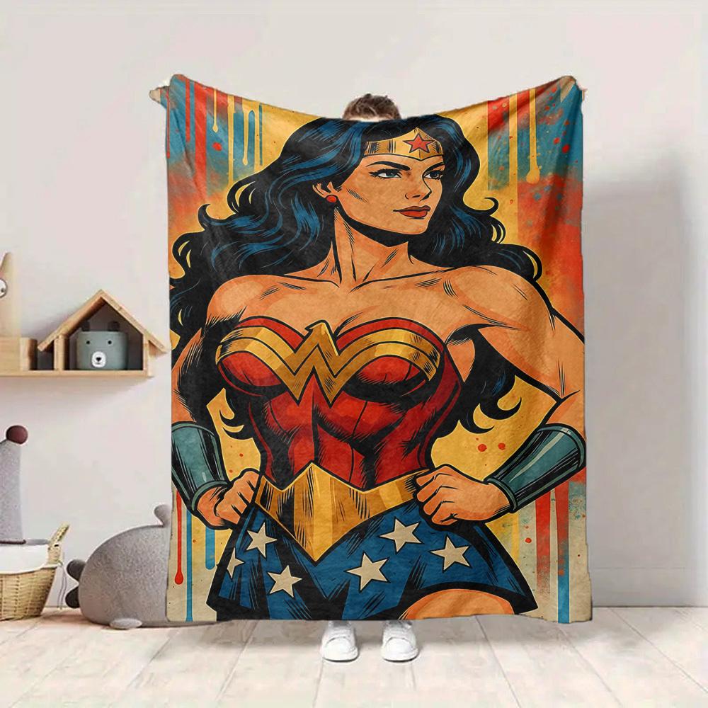 1 st Wonder Woman, superheld Dekbed Polyester Vezel, Comfort voor Alle Seizoenen voor Bank, Bed, Kantoor, Auto, Kamperen Ideale Woondecoratie & Cadeau, Kantoorcomfort