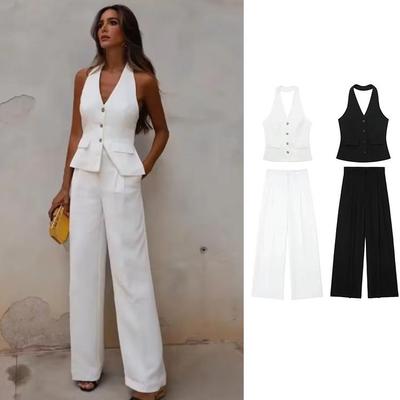 TRAFZA Dam Vår/Sommar Set med Väska & Shorts - Europeisk & Amerikansk Stil