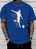 Splatter Football Player Silhouette Sport Graphic Unisexs Cotton Crew Neck Tee Short Sleeve Loose Casual Daily Street Male Wear Top