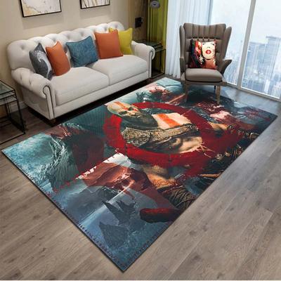 15 Größen Kratos God-of-War Gamer Bereichsteppich Groß, Teppich für Wohnzimmer Schlafzimmer Sofa Fußmatte Dekor, Kinder Spiel Rutschfeste Bodenmatte