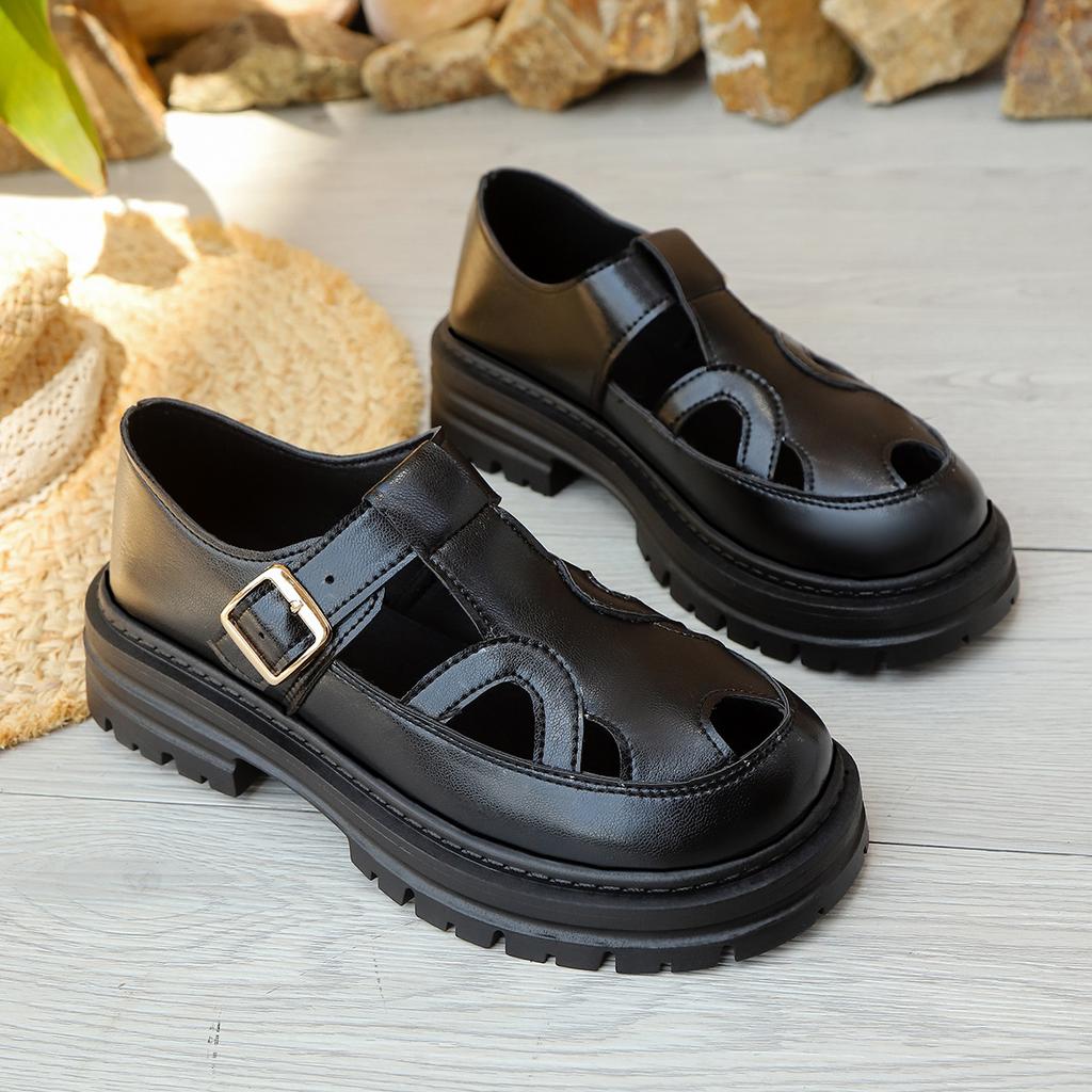 Fashion Plus-size Women's Shoes 2025 Summer and Autumn New Breathable Women's Sandals Woven Thick-soled Roman Sandals for Women