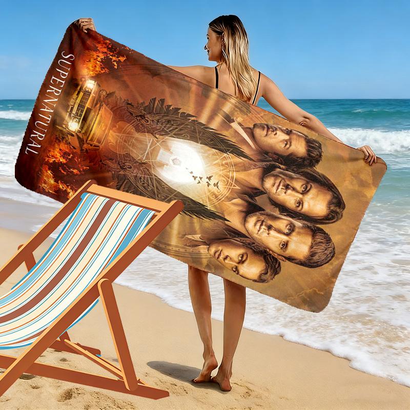 Supernatural Tv Series Poster Print Beach Towel, Large Soft Quick Dry Towel for Beach Camping Swimming