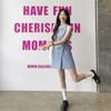 French Blue and White Plaid Lace-up Vest Dress Women's Summer New Temperament Casual Versatile Sleeveless Short Skirt