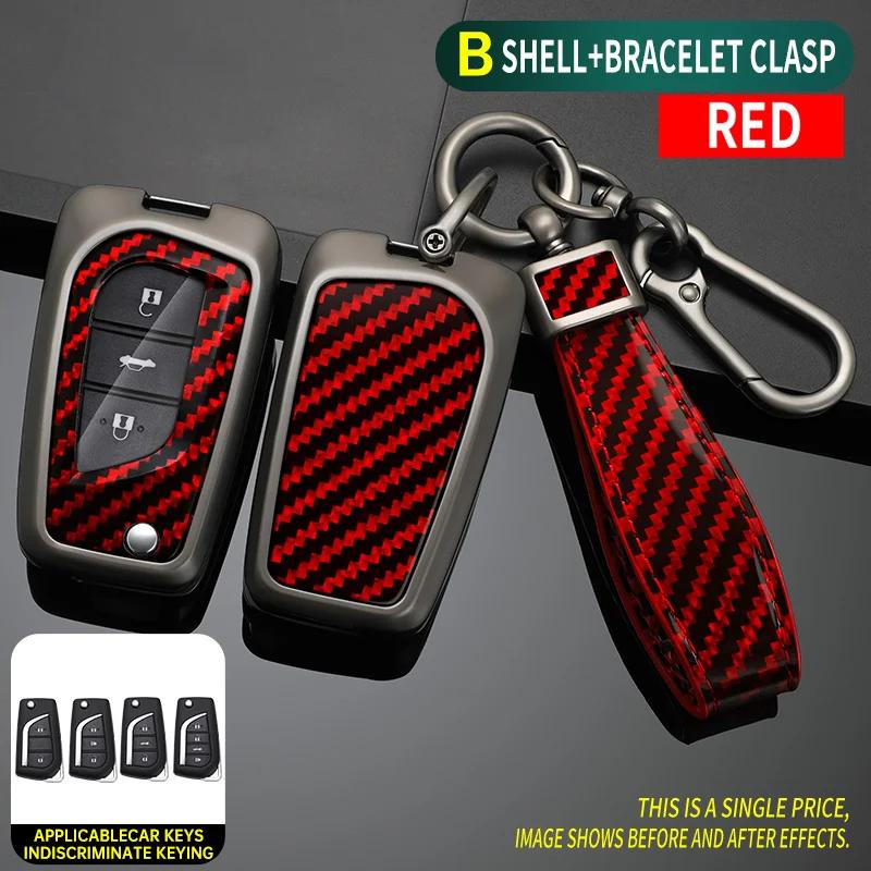 

2 3 4 Buttons Metal Carbon Car Key Cover Case Shell Holder Protector Fob For Toyota Aygo Yaris Highlander Camry RAV4 Keychain
