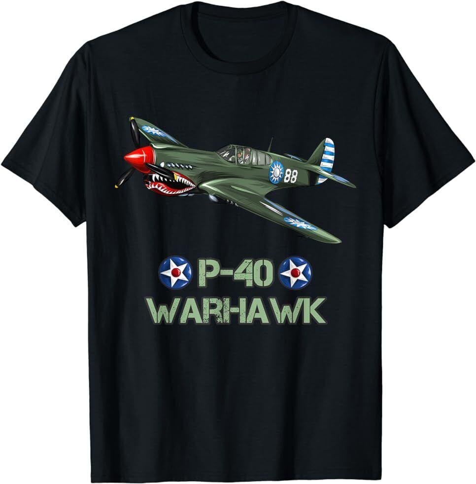 NEW LIMITED American World War 2 Aircraft Curtiss P-40 Warhawk T-Shirt Unisex T-Shirt L