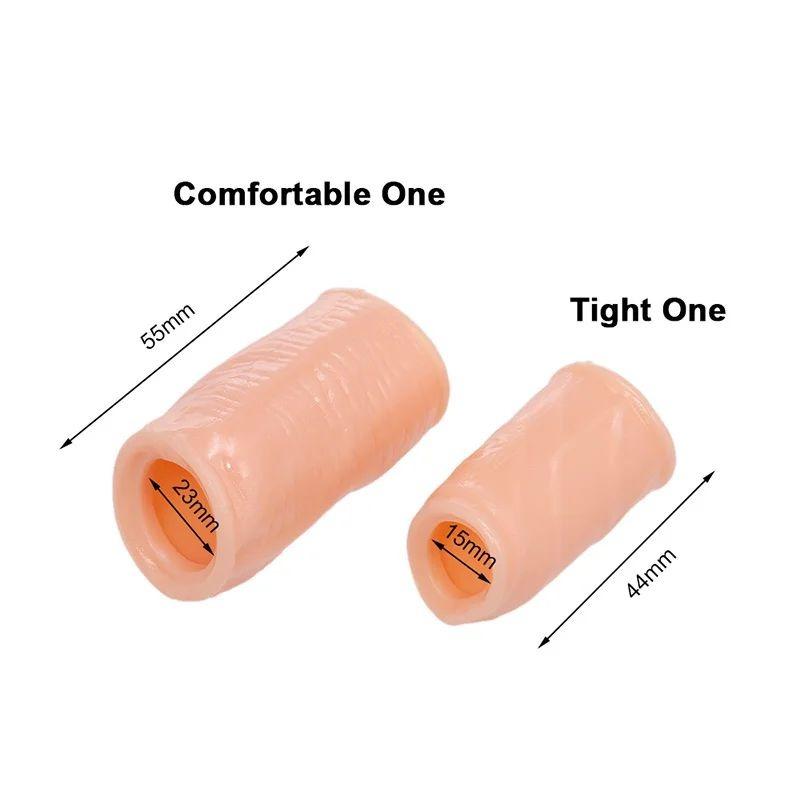 2-in-1 Set Penis Foreskin Resistance Ring Complex Corrector Reusable Penis Sleeve Delay Ejaculation Condom Cock Ring Couple Toys
