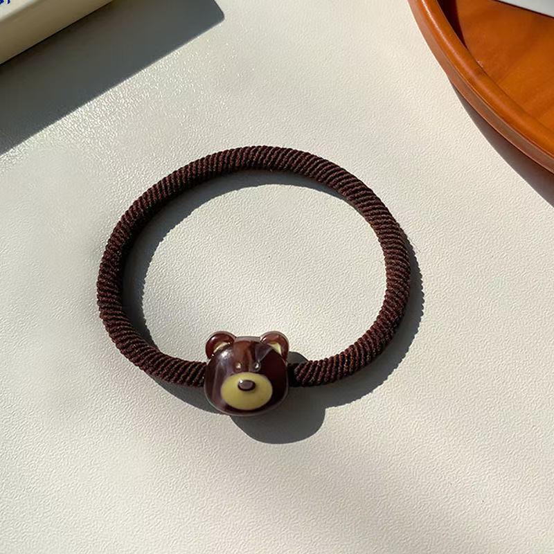 Kaffeefarbener Niedlicher Bär Haargummi - Hohe Elastizität, Strapazierfähiges Haarband für Schüler und Freunde