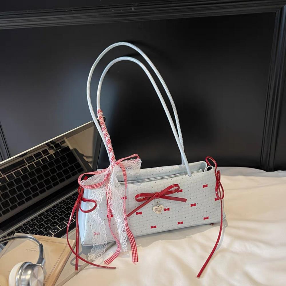 

Sweet Bow Lace Shoulder Bag Ribbon Armpit Bag Portable Y2K Underarm Bag Travel