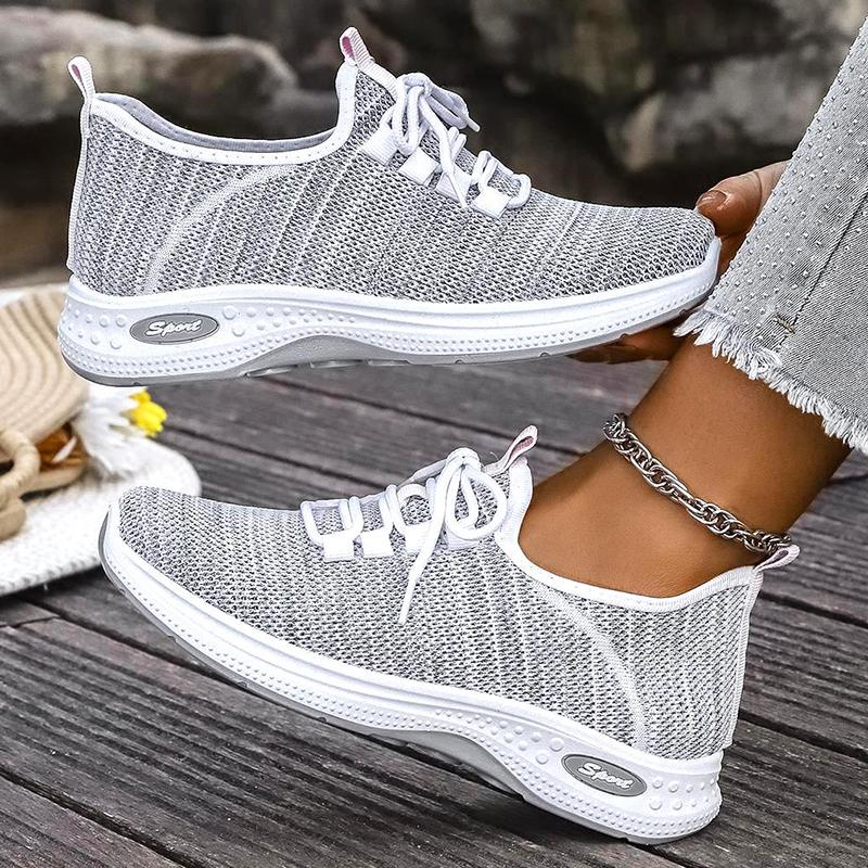 Mode Frühling Herbst Dicke Sohle Sneaker Damen 2025 Neu Weiche Sohle Atmungsaktive Freizeitschuhe Frau Komfort Rutschfest Strick Sportsneaker 42