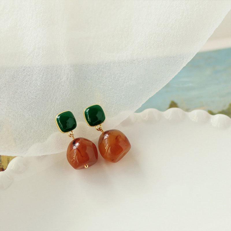 Vintage Silberne Nadel Retro Hängeohrringe - Hofstil, Leichter Luxus, High-End Design für Frauen