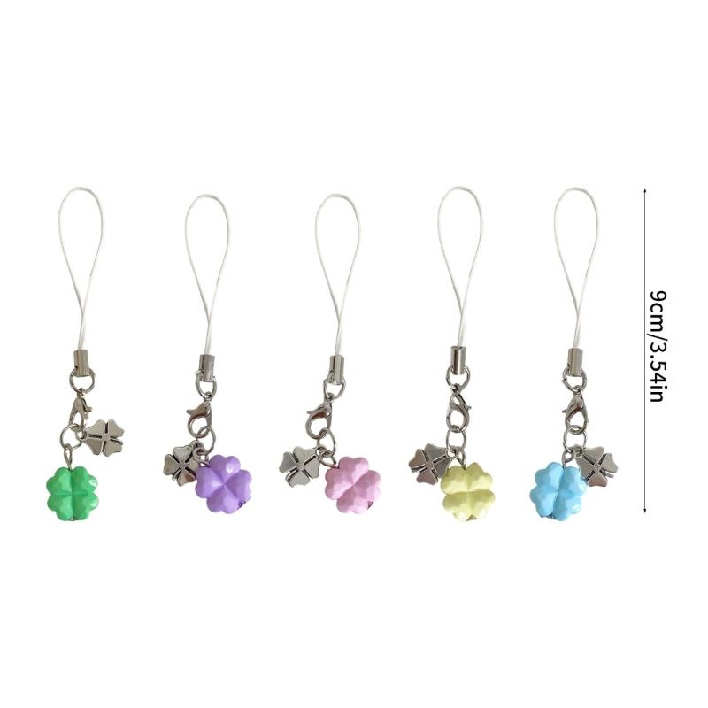 Handmade Four Leaf Clovers Charm Crystal Keychain Multipurpose Beaded Four Leaf Clovers Phone Chain For Phone Bag Decors