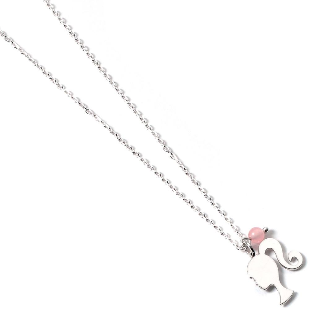 Barbie Sterling Silver Silhouette & Quartz Bead Charm Necklace