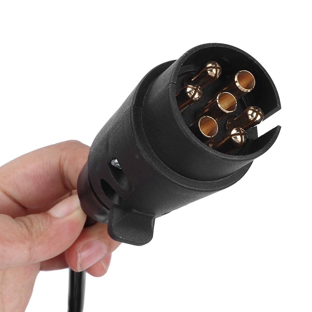 Gorgeri Trailer Cable Adapter, 7 Pin Trailer Plug with 98.4" Spring Extension Cable Wiring Adapter Connector Accessories
