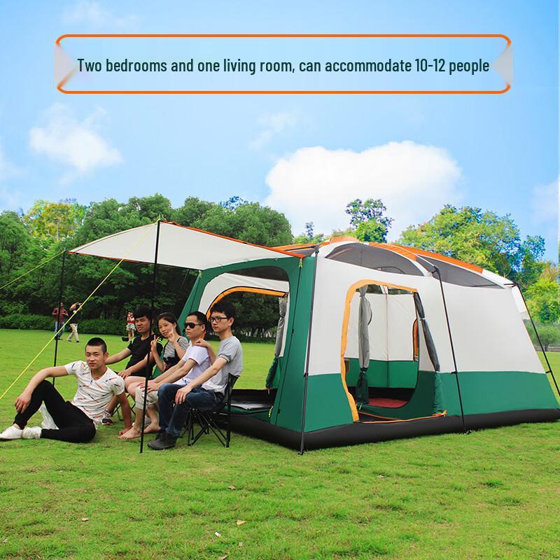 ZISIZ Portable Double-Layer 2-Room 1-Hall Camping Tent