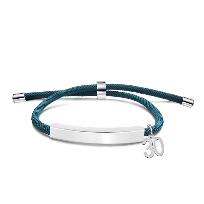 Multi-color Engravable Stainless Steel Bracelet with Number 16 Charm