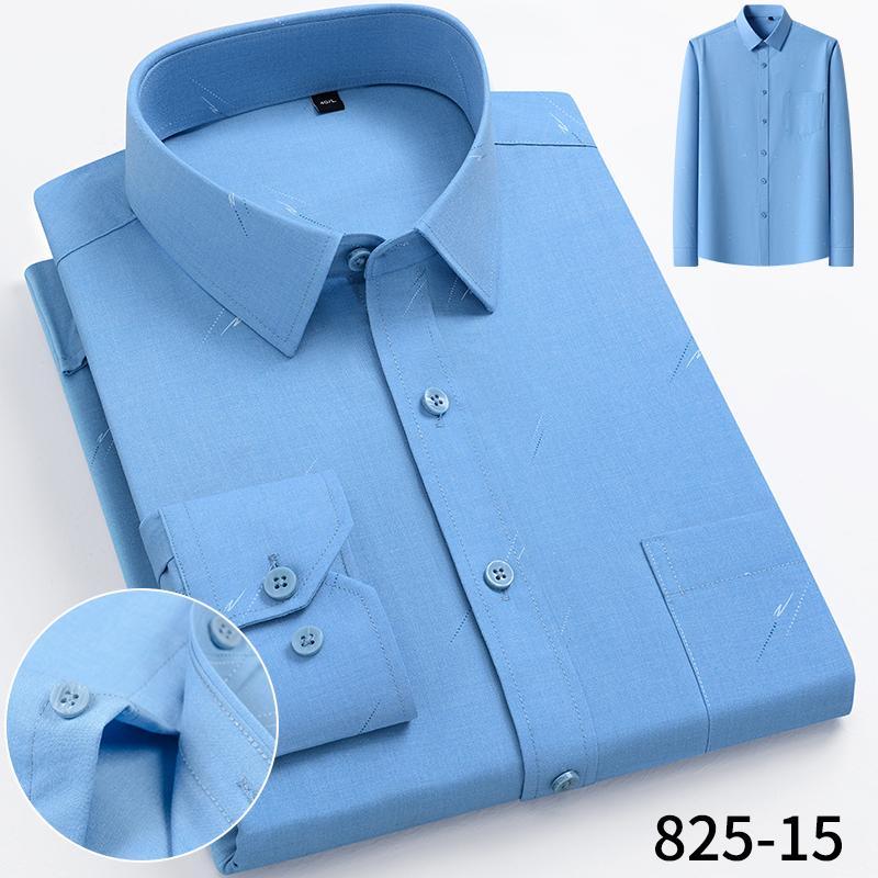 

Fashion Casual Solid Strip Casual Shirts For Men Dress Shirts Long Sleeve Shirts Classic Bamboo Fabric Male Social Office Shirts 44
