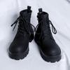 Hight Quality British Stress Style Ankle Boots For Men's Solid Black Hombre Daily Quality Casual Dress Height Increasing Shoes