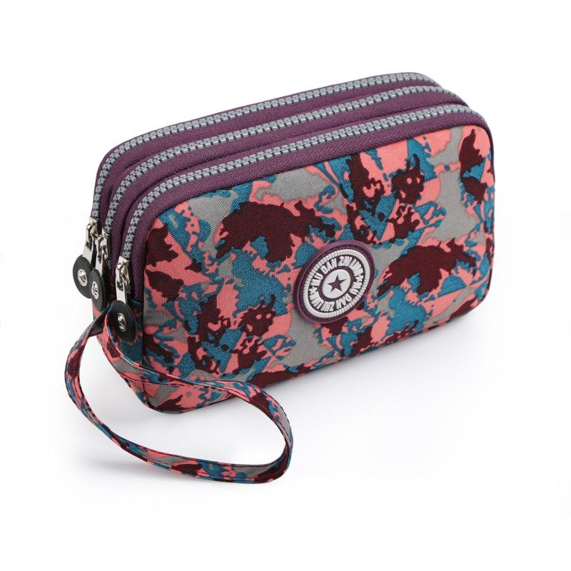Waschbare Denim Damen Mehrfachfach-Clutch: Münz-, Make-up- und Handyaufbewahrung.