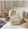 Schoolbag Korean Ins Style Backpack for Girls Junior High School Students, White High-value 1011 New Bow Campus Schoolbag for Women