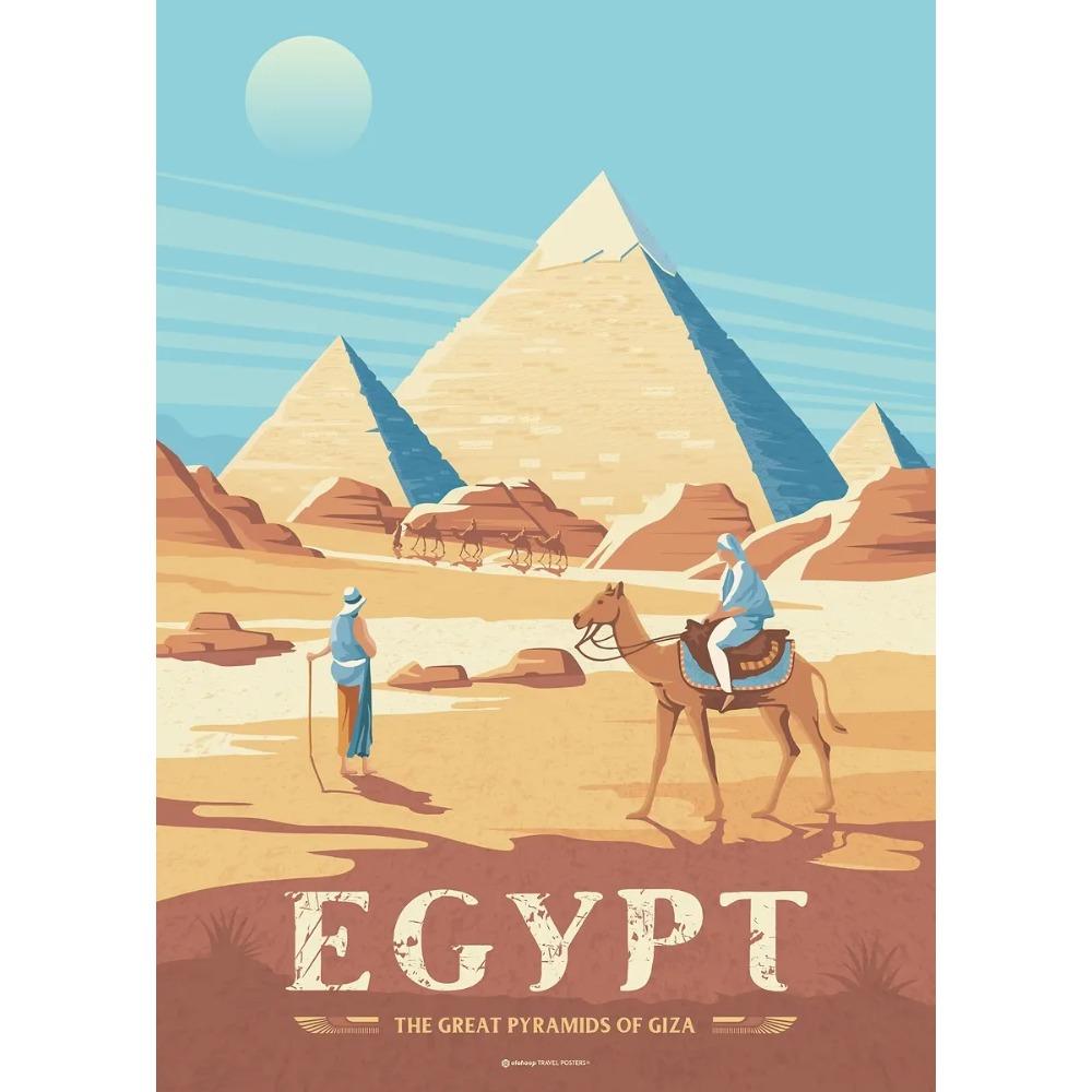 Majestic Pyramids of Giza Egypt Posters Egyptian Sphinx Travel Prints Canvas Painting Wall Art Pictures Home Living Room Decor