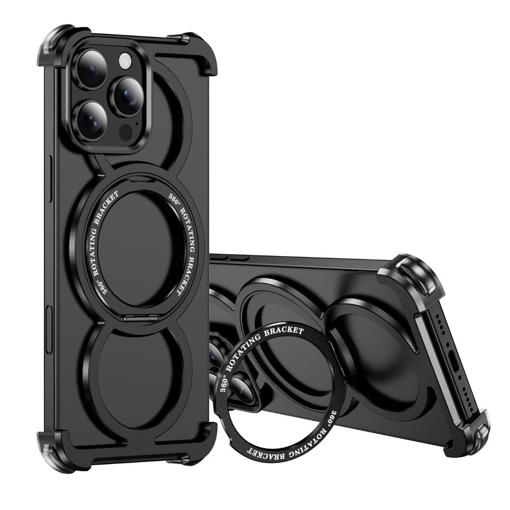 Apple 16 ProMax Magnetic Rotating Metal Phone Case for iPhone 15