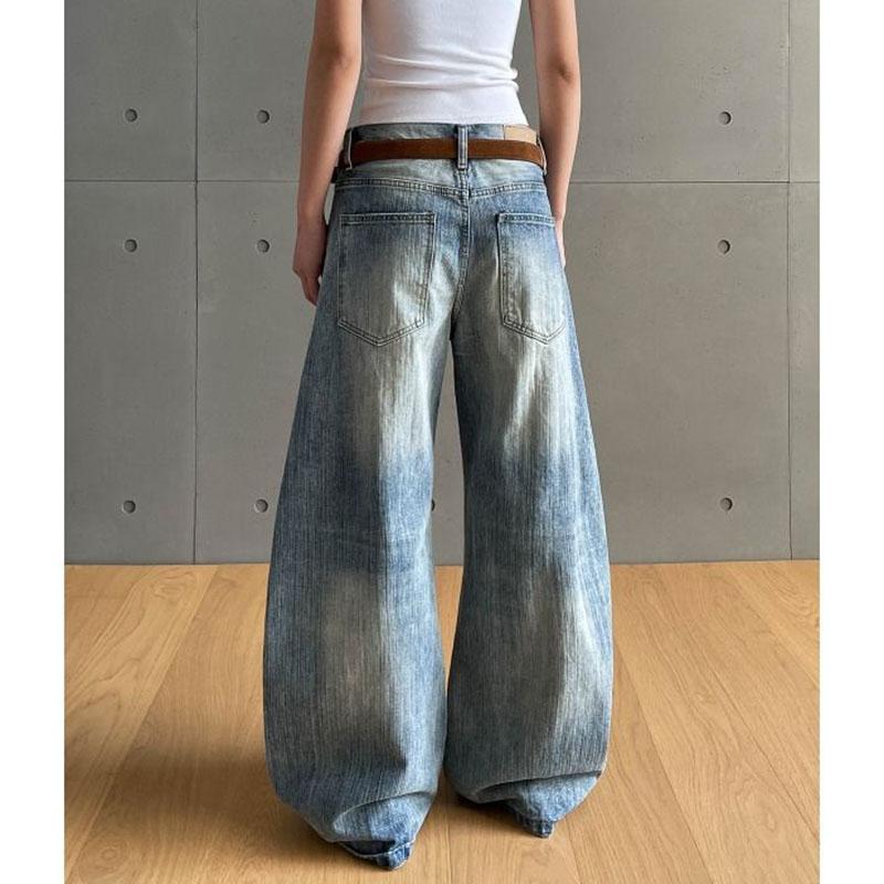 Vintage Style Loose Wide Leg Denim Pants Women All Match Casual Straight Pants Autumn Fashion Jeans Pants Female 2025