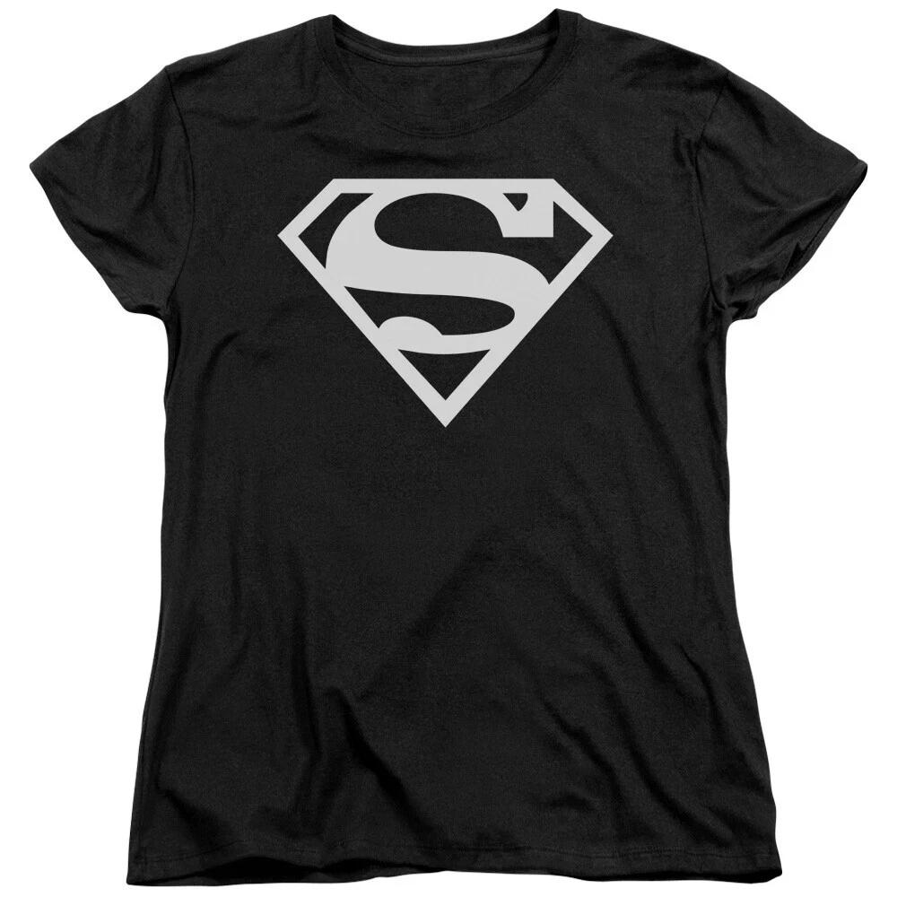 Superman  White On Black Shield  Women s T-Shirt 4XL