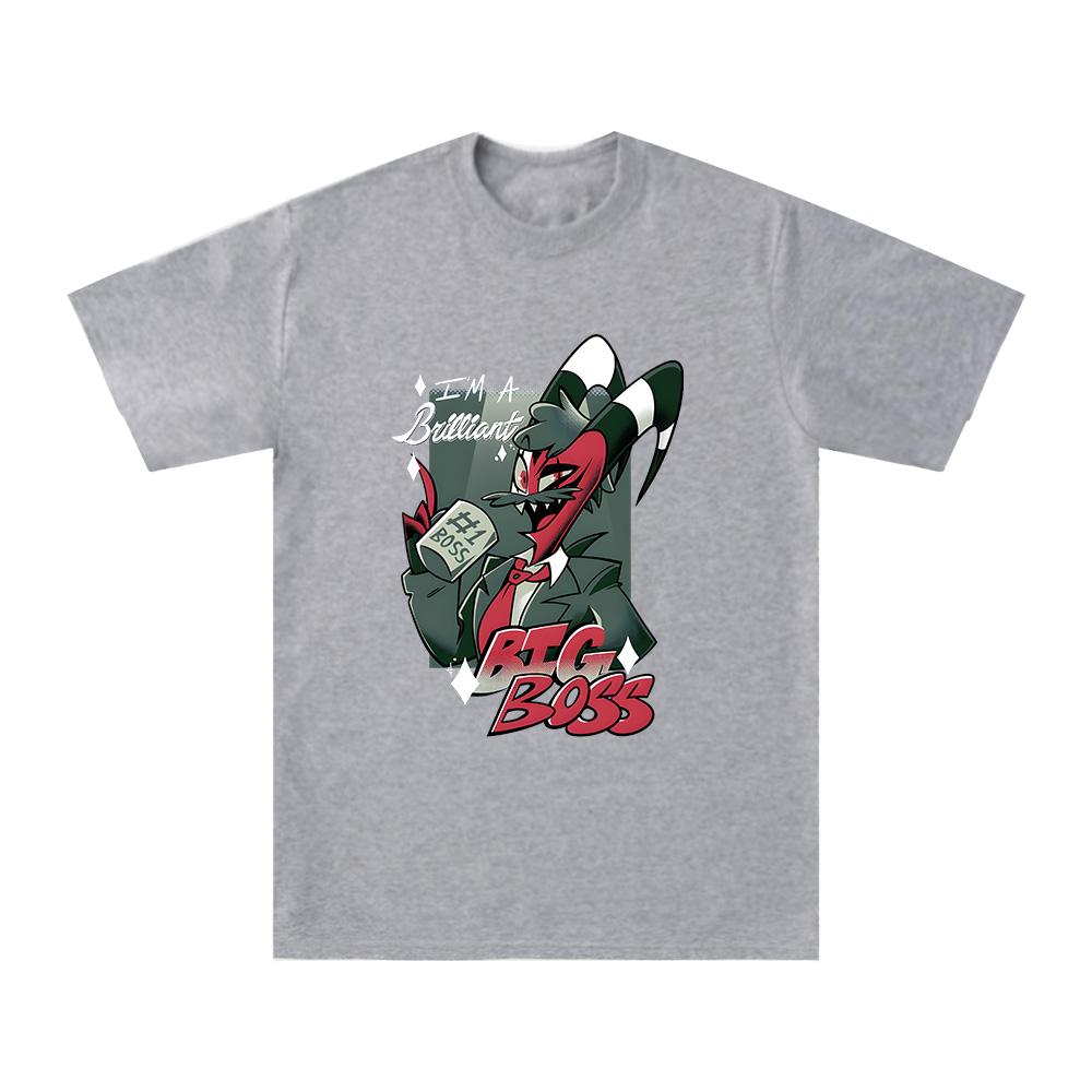 

Brilliant Big Boss Cartoon Print Tshirt Helluva Boss Anime Pure Cotton tee WOMEN Unisex new Fashion Versatile top Comfort T shirts 4XL