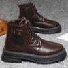 Men's Winter High-Top Leather Snow Boots - Warm & Non-Slip, British Style