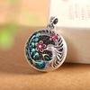 Sterling Silver Phoenix & Plum Blossom Enamel Cloisonné Long Necklace Pendant for Women