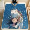 Cat Women  Print Flannel Blanket, High quality Comfortable for All Seasons, Home Decor, Warmth and Comfort