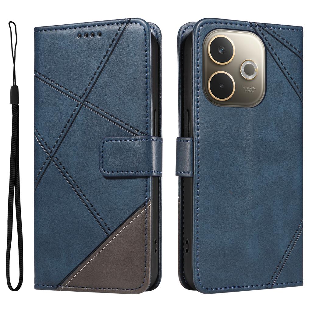For Oppo A5 Energy 5G (China)/Oppo A5 Pro 4G (Global) Leather Case Geometric Line Design Wallet Phone Cover with Wrist Strap