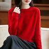 Women's Sequin Crew Neck 100% Wool Sweater - Loose Fit, Ready-to-Wear Knit Base Layer for Commute