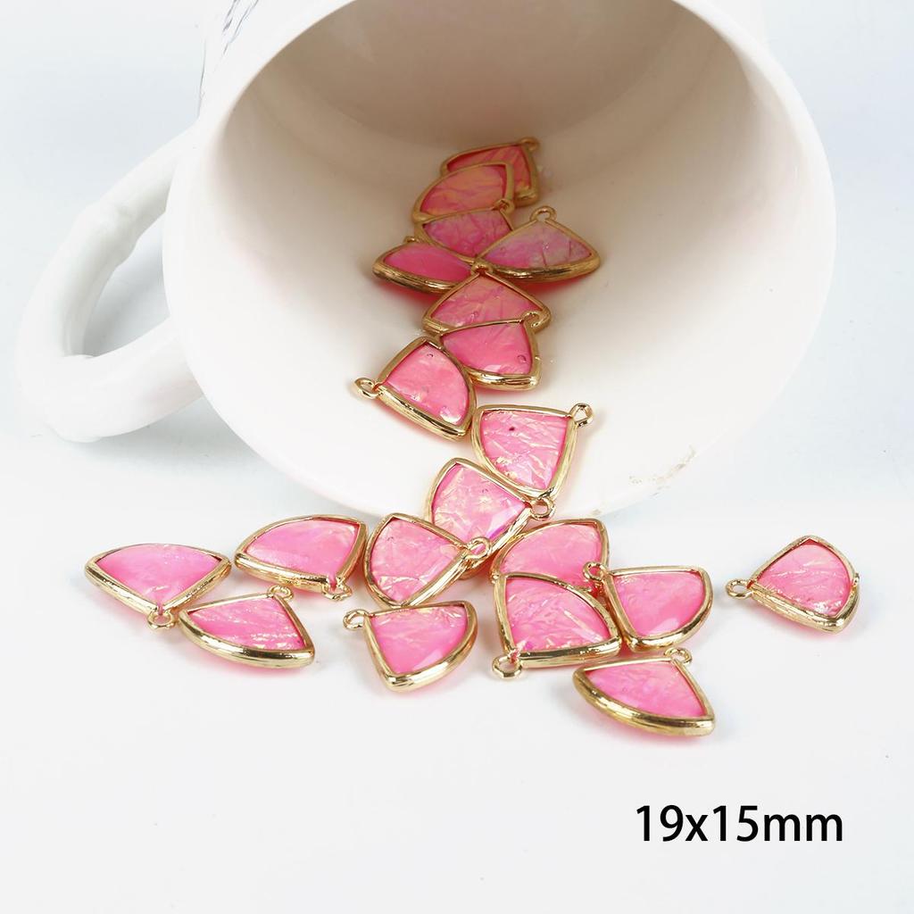 2 szt. Modny Sektorowy Kształt Miedź Oprawiona Podwójnie Jasna Żywica Amulet Wisiorek do Tworzenia Biżuterii