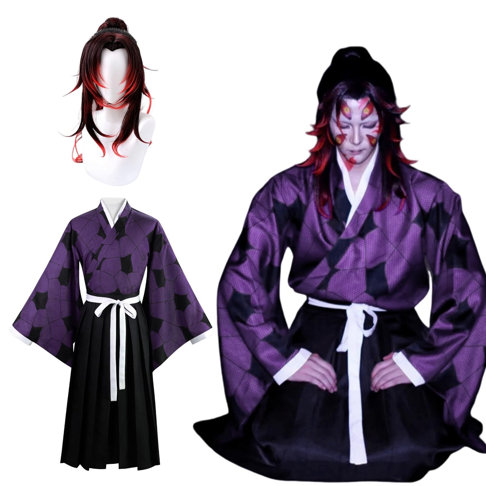 

Kokushibo Cosplay Upper Rank Demon Kimetsu no Yaiba Cosplay Costume for Perfect for School and Stage Performances Wig Size [High-Quality Product] Wig,