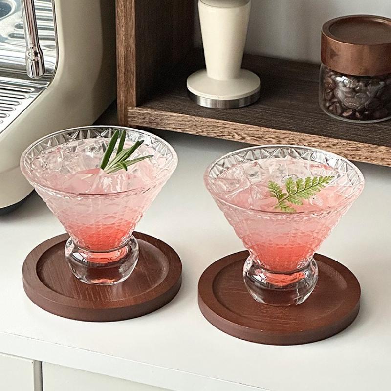 Thin Rim Cocktail Glass Vintage Style for Martini Whiskey Gin Tonic Home Bar Essential Drinkware Set Modern Party Barware
