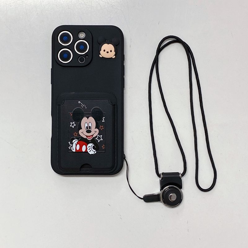 Applicable To Samsung S25 Mobile Phone Case NOTE20 Cute Minnie A56 Mickey Card A32 Pack Cartoon Lanyard Soft