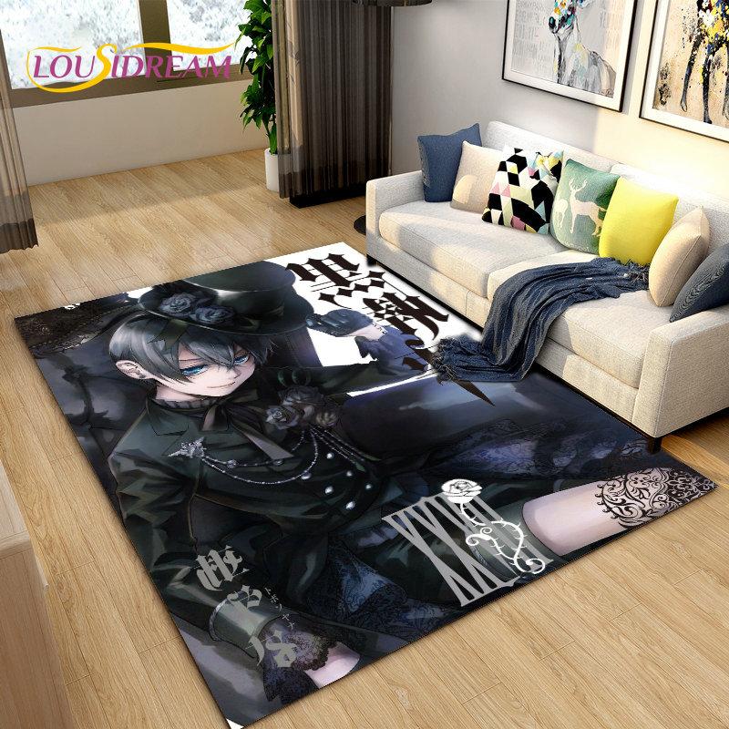 Black Butler Anime Cartoon Area Rug,Carpet Rug for Living Room Bedroom Sofa Doormat Decoration, Kids Play Non-slip Floor Mat